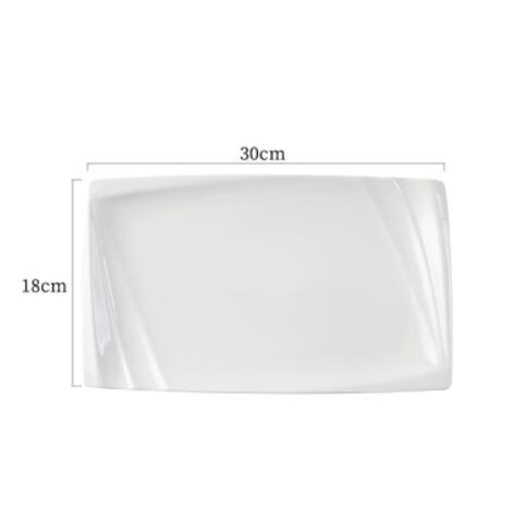 Pure White Ceramic Rectangular Flat Plate Cake Plate Sushi Fruit Plate: 12inch