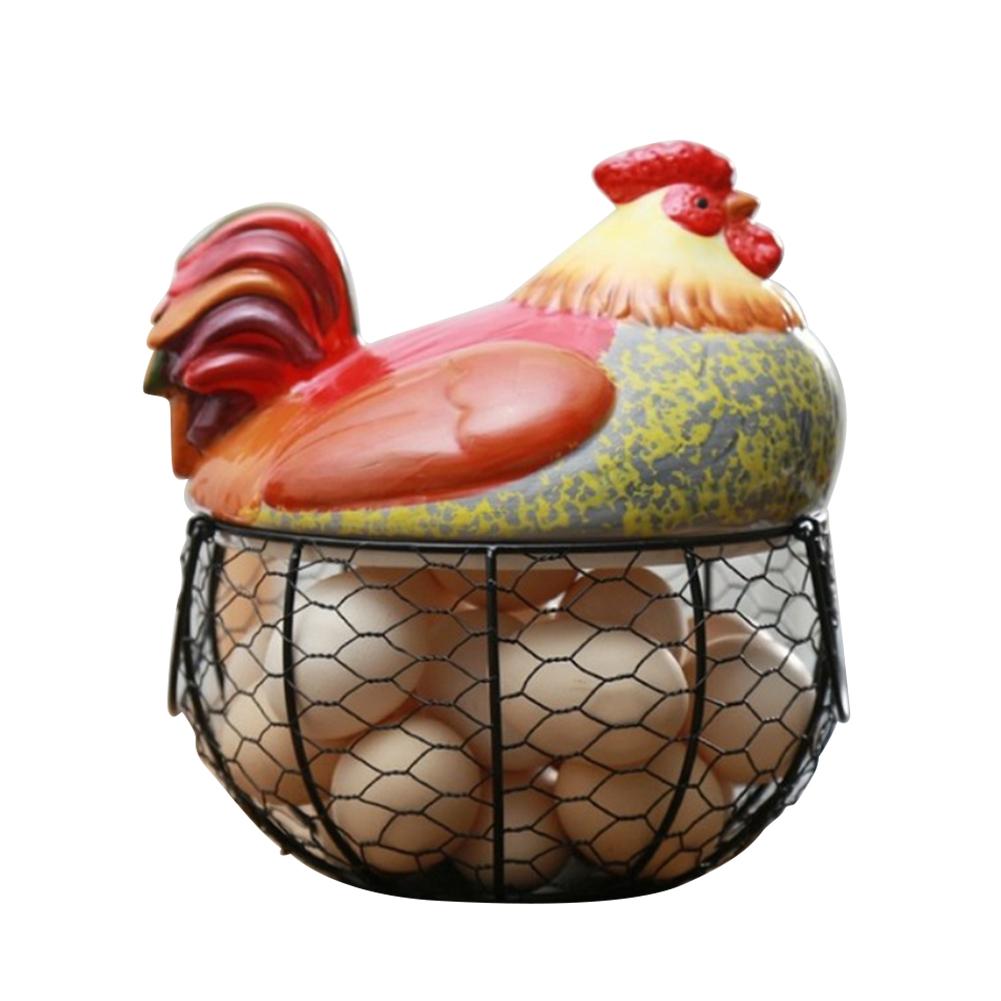 Ceramic Egg Stand Chicken Silk Egg Storage Basket Fruit Baskets Collection Ceramic Chickens Sprout Decoration: 02