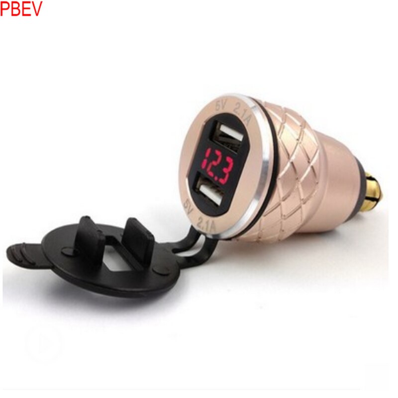 Motorfiets Auto Usb Mobiele Telefoon Oplader Mobiele Telefoon Gemodificeerde Opladen Hoofd 4.2A Met Spanning Display