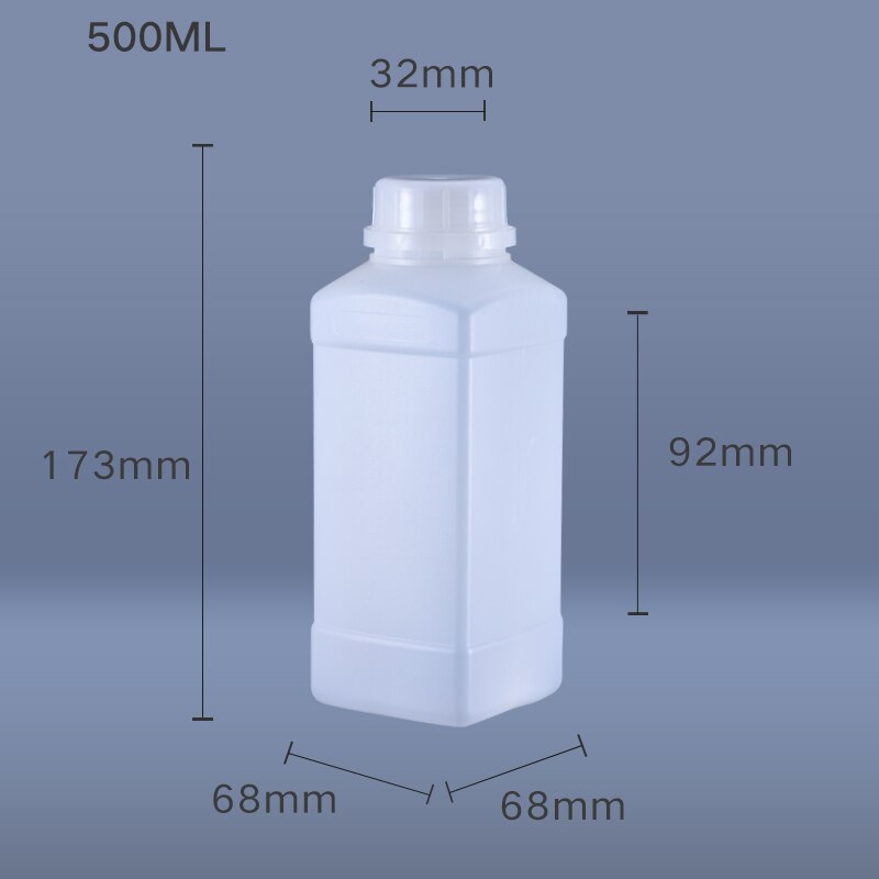 500ml 1000ml firkantet plastflaske med låg lækagesikker tom hdpe -beholder til malingshampoo flydende flasker 1 stk: 500ml gennemskinnelig