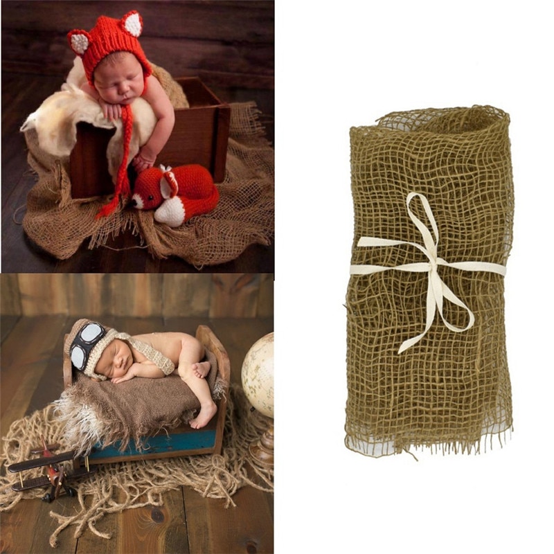 Newborn Baby Photography Blanket Props Blanket Photo Backdrops Hemp Rope Handmade Blaneket