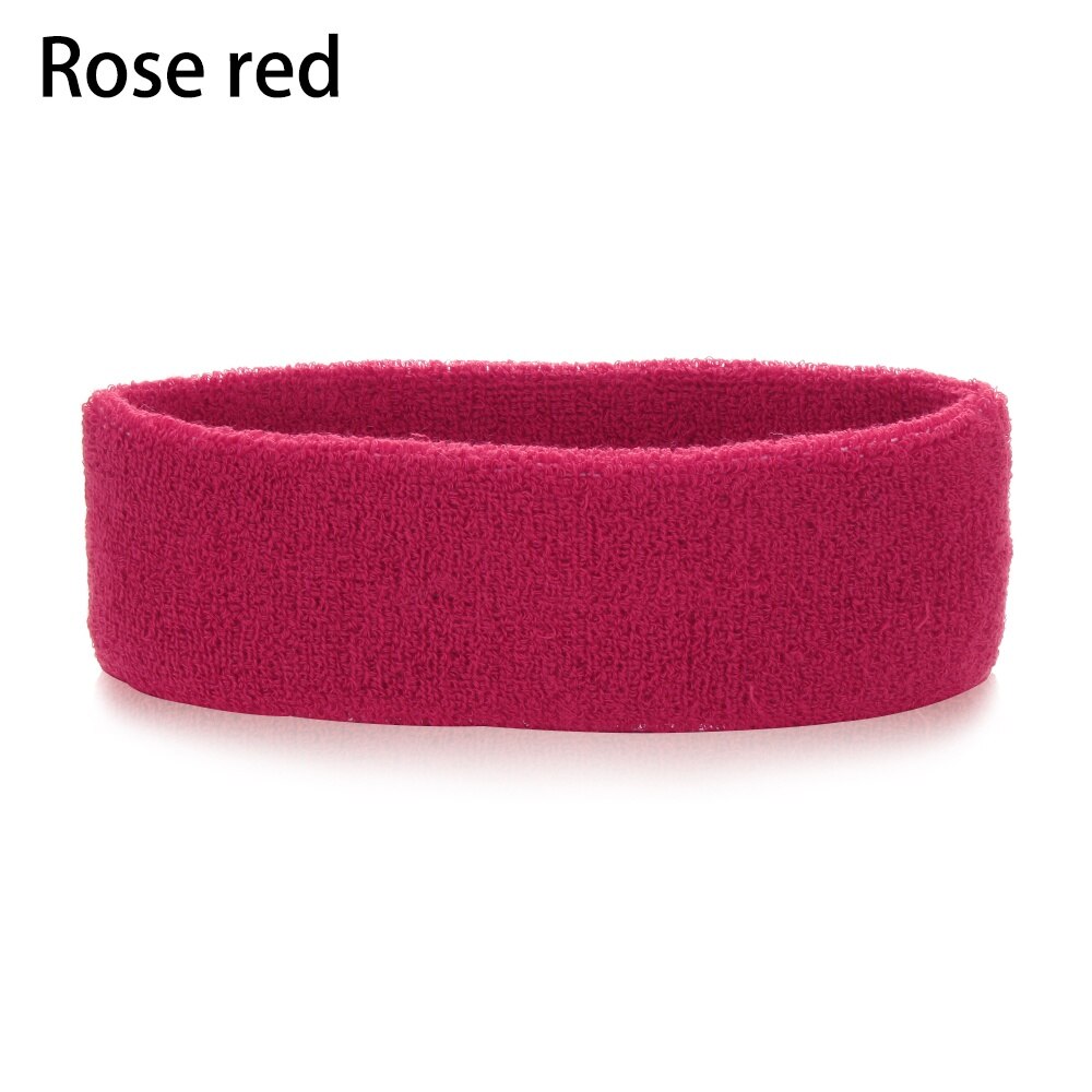 1PC Multicolor Cotton Unisex Sweatband Elastic Athletic Hair Bands Terry Cloth Moisture Wicking Working Outside Sports Accessory: Rose red