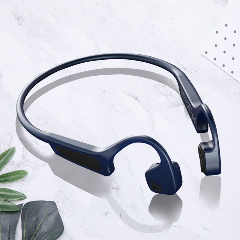 Beengeleiding Headset Draadloze Bluetooth 5.0 Draadloze Hoofdtelefoon sport Waterdichte bluetooth draadloze koptelefoon: Deep Blue