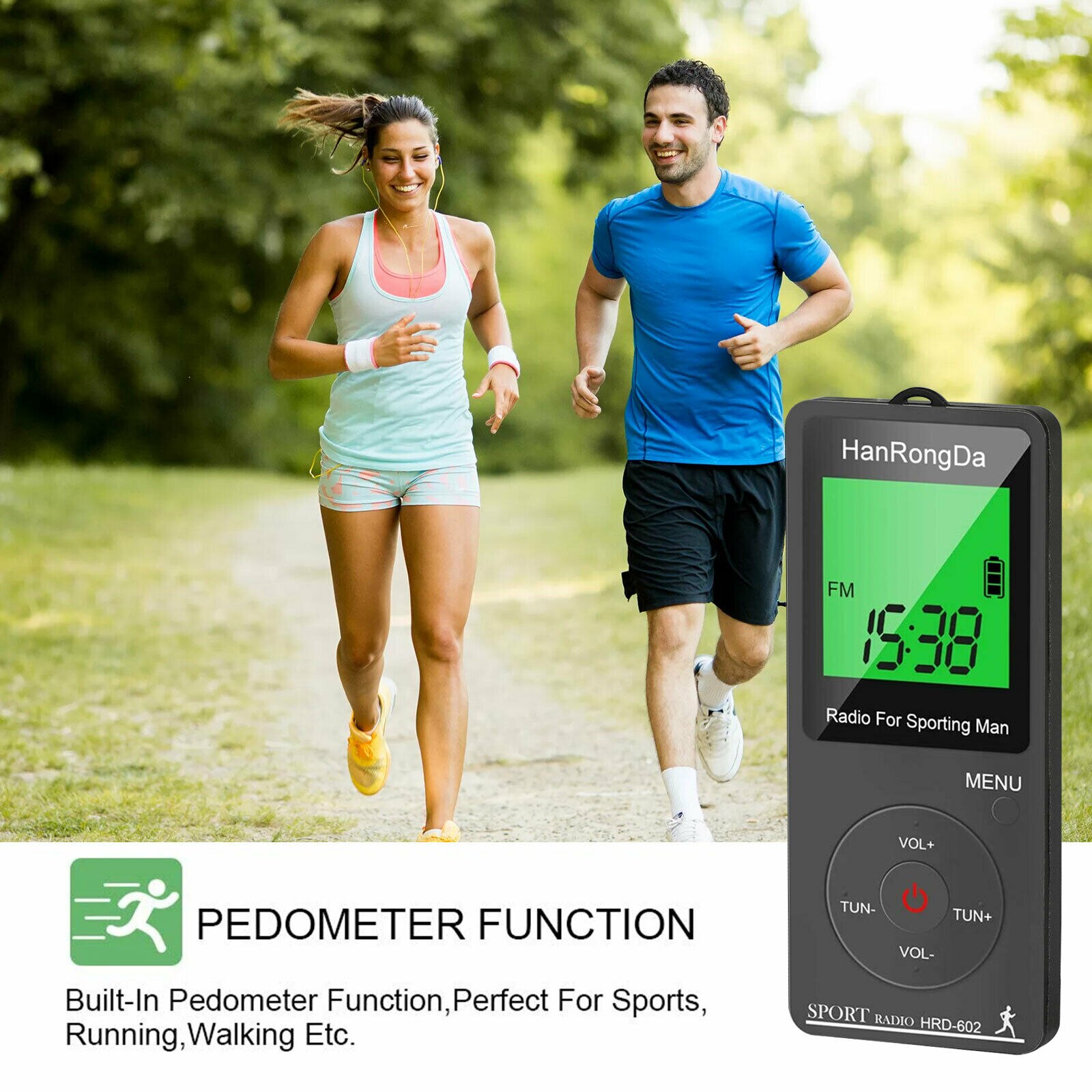Radio FM AM Chargable Li-ion Battery Sports Radio With Pedometer Function Mini Pocket Radio For Sporting Man Earphone