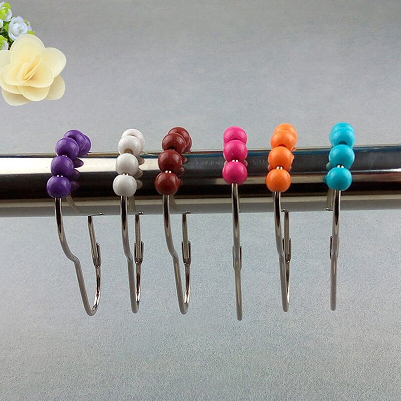 12x anillos de Metal de cortina ganchos colgantes cortinas varillas poste gasa anillos de servicio pesado