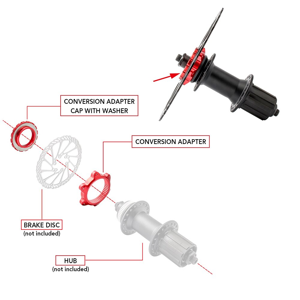 Bicycle Centerlock To 6-Hole Adapter Mountain Bike Hub Center Lock Conversion 6 Bolt Disc Brake Rotor