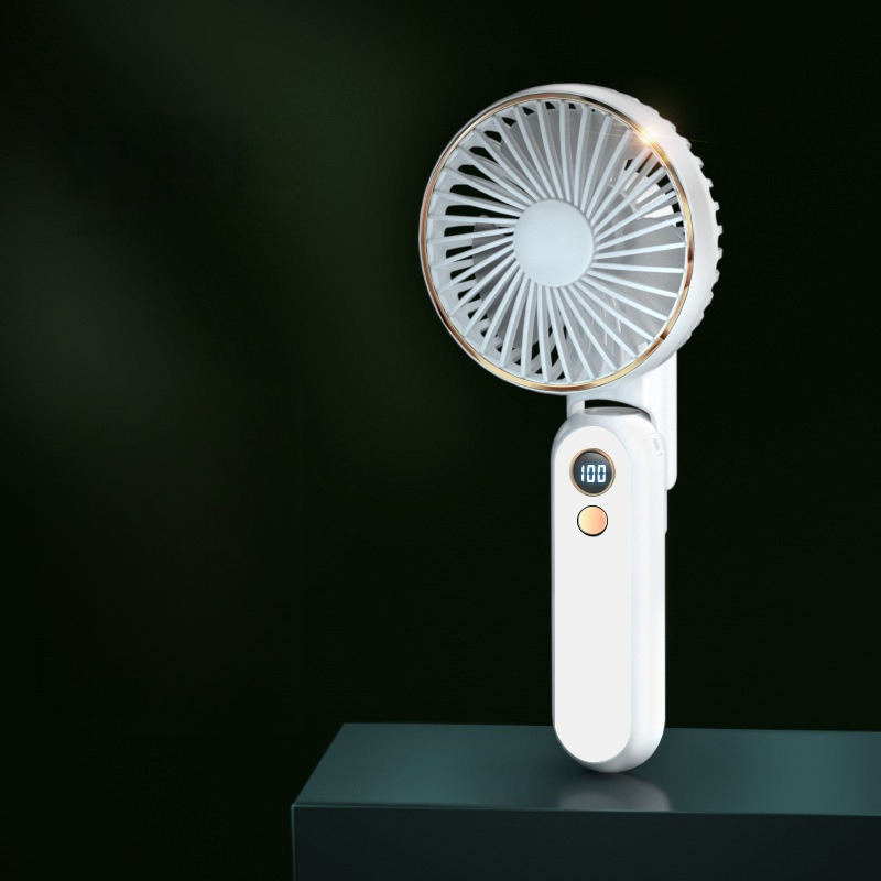 180 ° foldbar håndholdt usb mini-ventilator til hjemmet, bærbar genopladelig digital display, lomme, høj vindkraft elektrisk ventilator: Marine blå