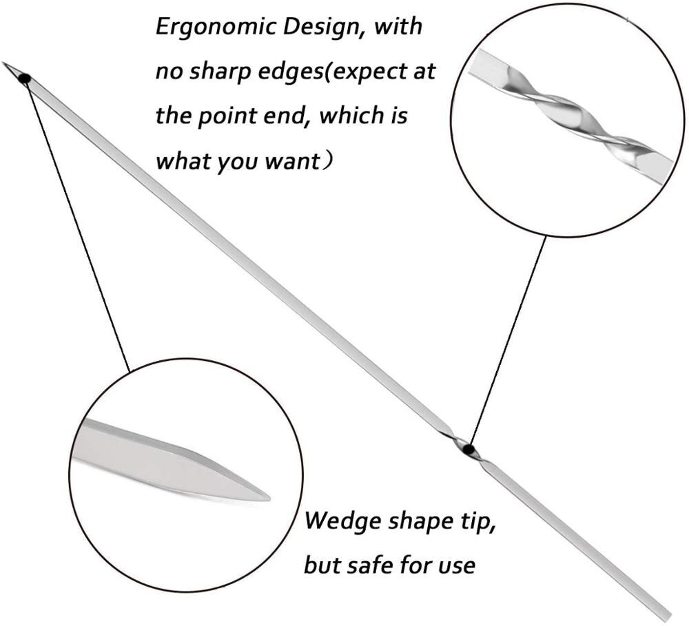 50/100/200 Pcs Reusable Flat Stainless Steel Barbecue Skewers BBQ Needle Stick For Outdoor Camping Cooking Grilling Skewers
