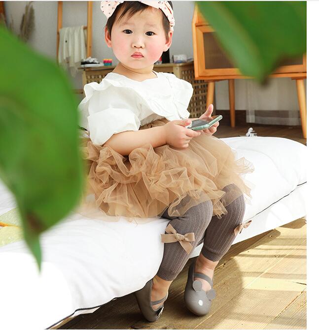 Lente Baby Girl Stretch Leggings Broek Mooie Boog Herfst Peuter Kind Breien Broek Meisjes Leggings