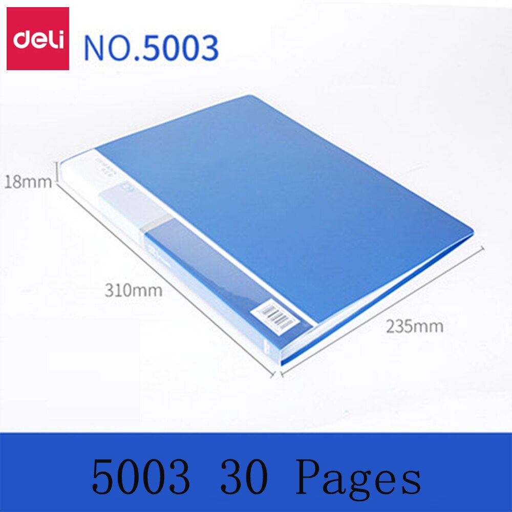 Deli A4 File Bag Data Book Large Capacity File Folder Briefcase Office Stationery Multiple Pages Optional Office School Supplies: 5003 30 Pages