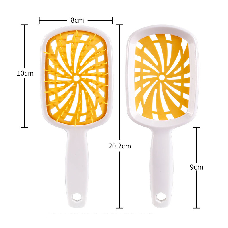 1 cepillo para desenredar ancho, peine para peluca, peine para masaje del cuero cabelludo, peine antiestático para desenredar el cabello húmedo o seco de doble uso, cepillo para el cabello hueco: Plata
