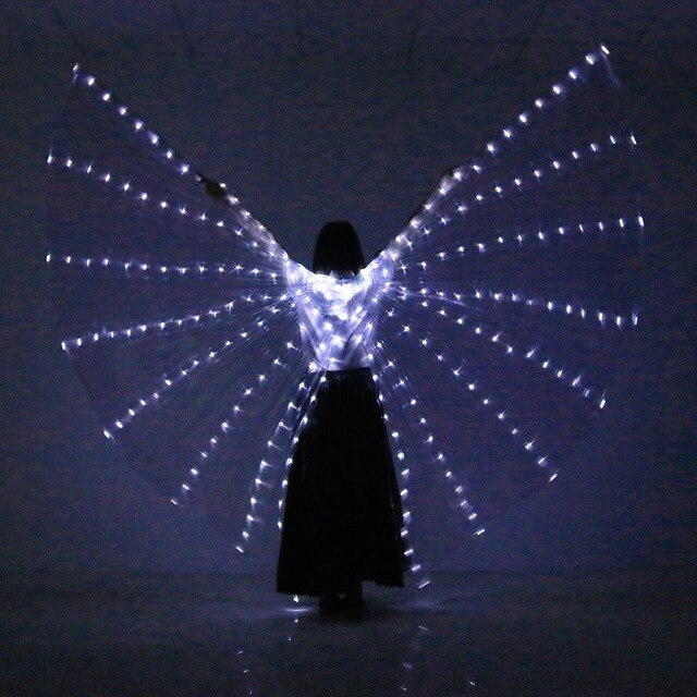 LED objeto de atrezo para mujer y niña, alas LED luminosas ISIS, disfraz de ala iluminada, alas de estilo abierto sin palos: white