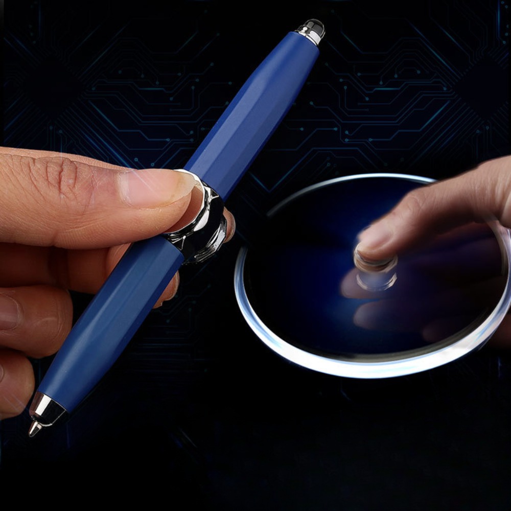 Led Fingertip Spinning Pen Fidget Anxiety Decompression Gyro Metal Ballpoint Gyroscope Pen Writing Pens school For Kids Adults