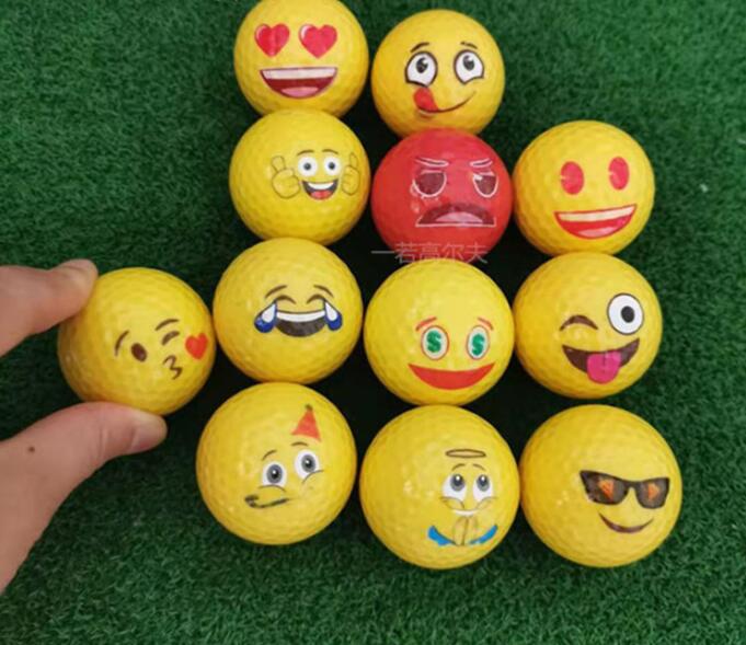 Pelota de Golf con cara sonriente de dibujos animados, doble capa, práctica