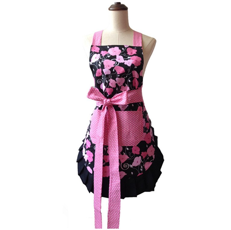 Retro Kitchen Apron Woman Flirty White Apron Frosted Cupcake Striped Polka Dot Ruffled Salon Avental de Cozinha Divertido: (3)