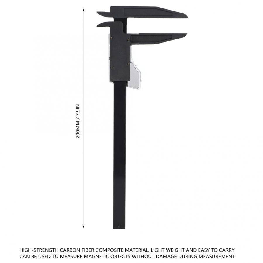 Digital Caliper Solar Power Carbon Fiber Ruler with 75mm Long Jaw Measuring Tool Electronic Caliper 200mm 0.1mm