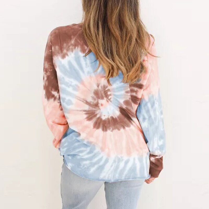 Loose Casual Women Gradient Color Print Tshirt Short Sleeve Autumn Tie-dye Print Short T-Shirts