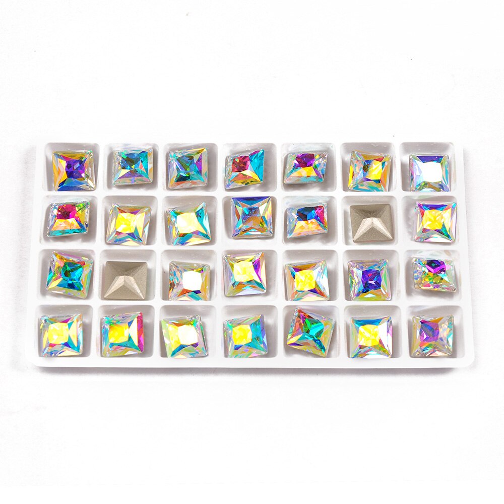 Yanruo 4447 Prinses Vierkante Kristal Ab Strass Naaien Stenen Crystal Pointback Rhinestones Voor Jurk Ornamenten Diamant