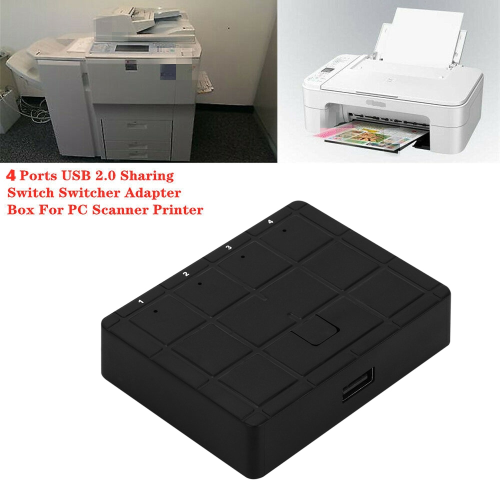 Caja adaptadora de 2/4 puertos USB 2,0 con escáner compartido, caja adaptadora de interruptor de la impresora para PC, ordenador compartido con USB, convertidor de salida de ratón