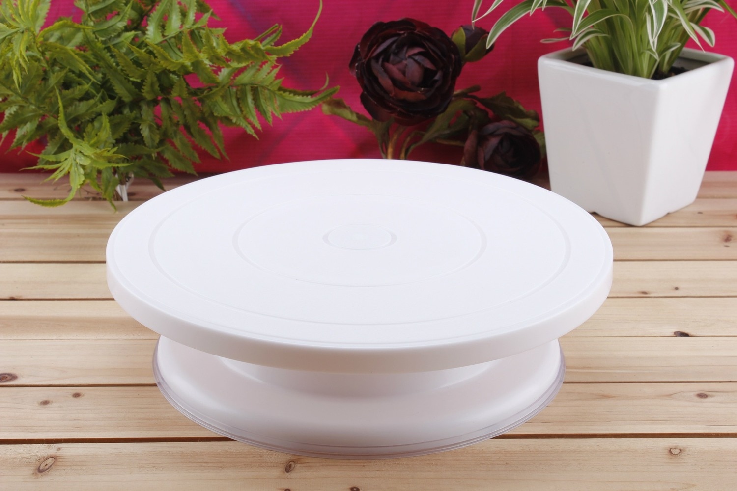 Cake flower table plastic flower turntable DIY flower table with anti-slip ring cake mold . Turntables Plastic