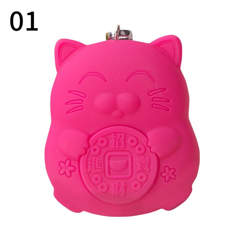 Silicone Cute Lucky Fortune Cat Vintage Coin Bags Wallet Women Key Case Bag Key Holder Purse Bag Organizer Bag: 01