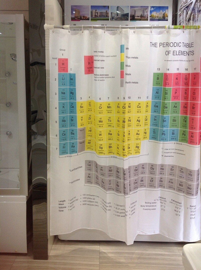 Chemische Periodensystem Streifen Polyester 1,8 m Lange Stoff Schlecht Gewichteten Dusche Vorhang groß Knall Theorie Sheldon Gleichen Vorhang: Ursprünglich Titel