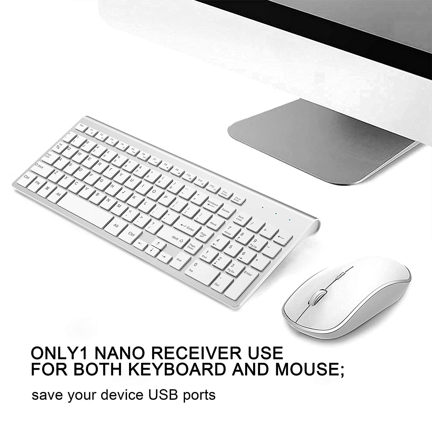 2.4G Wireless Keyboard and Mouse Russian Orsolya Compact full-size thin keyboard and 2400dpi optical mouse Low noise