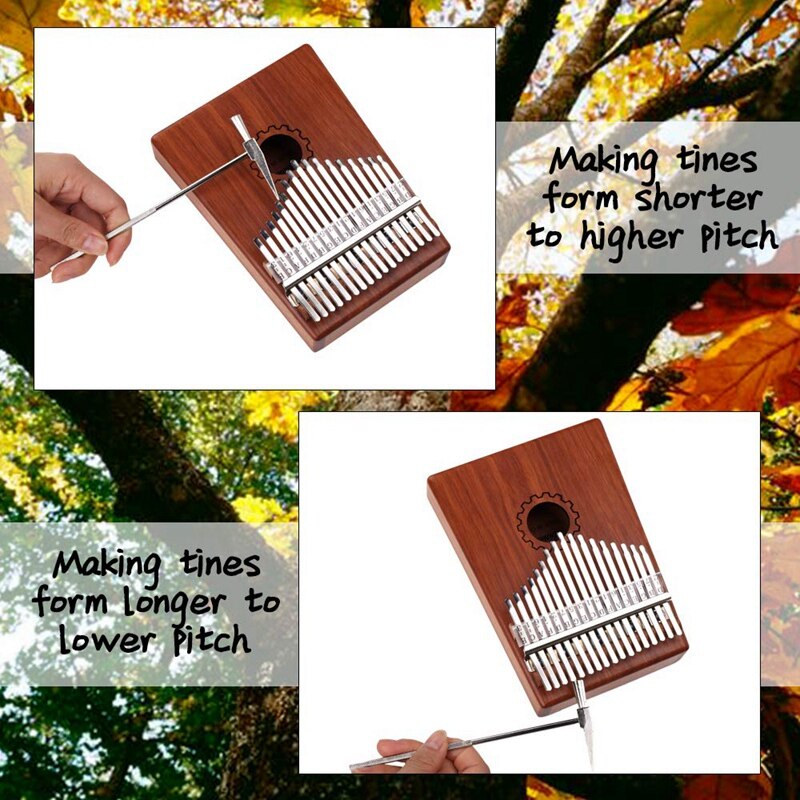 Kalimba duimpiano 17 toetsen met mahoniehouten blad, met tas, hamer en muziekboek, perfect voor muziekliefhebbers, beginners en kinderen.