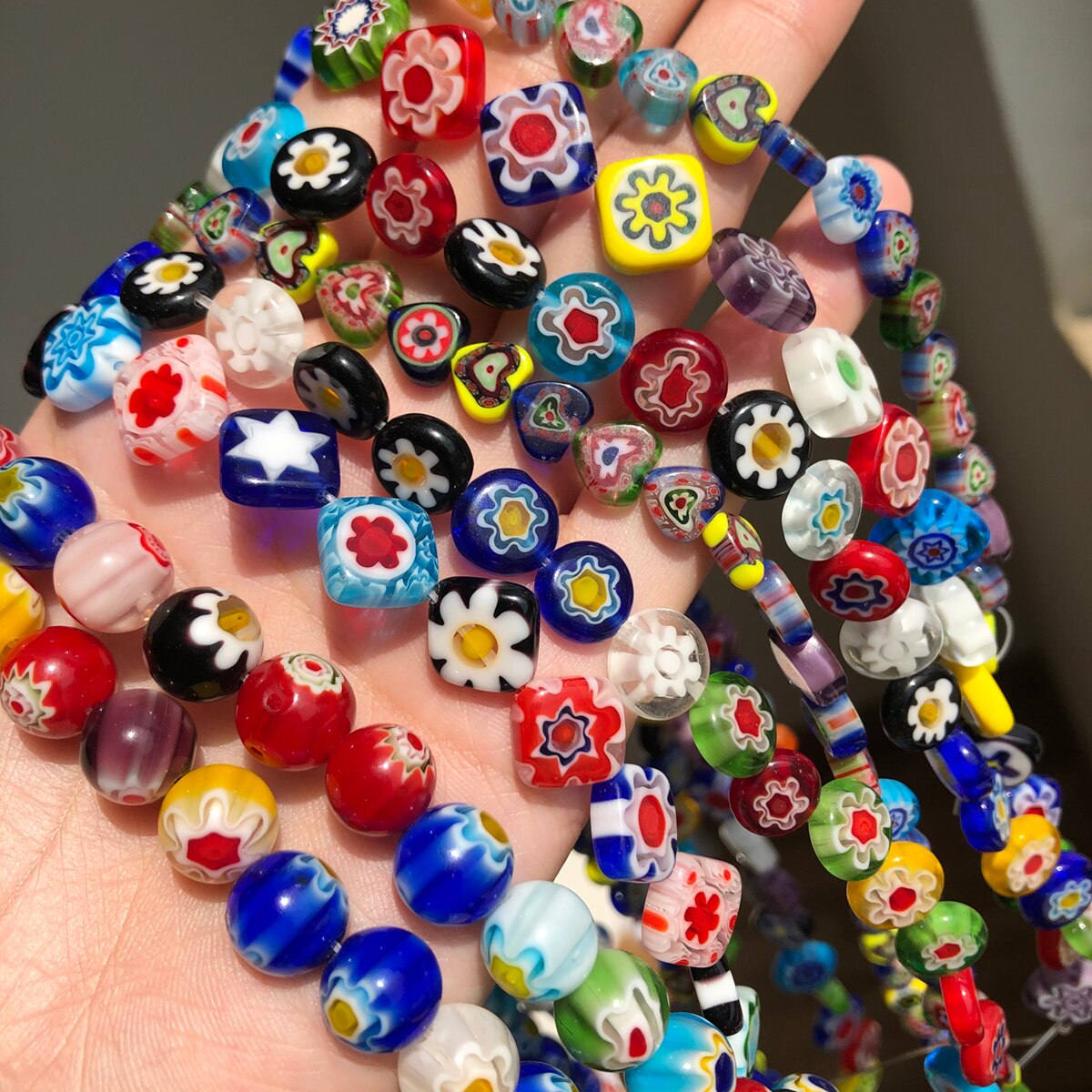 Cuentas de cristal de Murano de flor Millefiori cuadradas mezcladas a la para hacer joyería, collar, pulsera, accesorios DIY 6 8 10mm
