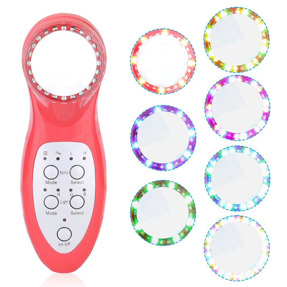 7 Colors Facial Skin Lifting Ultrasound 3Mhz Ultrasonic Blue Red Led Photon Skin Beauty Skin Rejuvenation Machine Home Usse