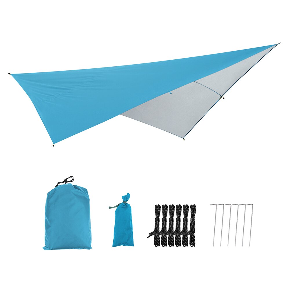 290 x 290cm vandtæt presenning telt skygge hængekøje regnflue uv havemarkise baldakin udendørs camping solsejl ultralet 3 farver: Himmelblå