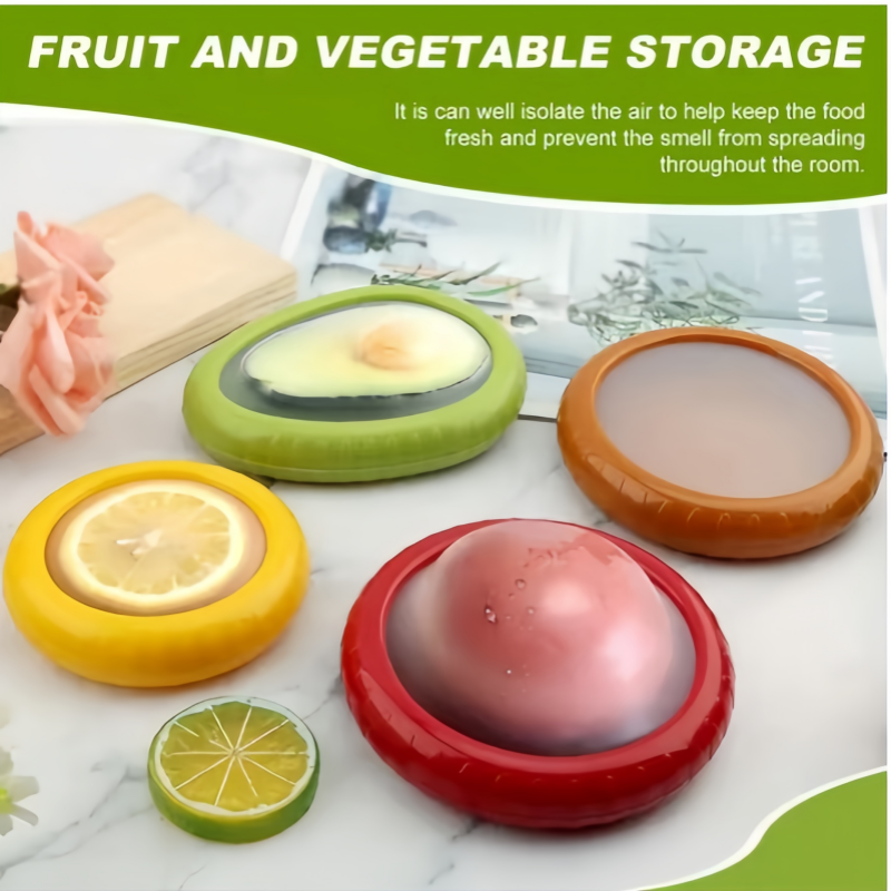 1 Stück/4 Stück Silikon-Frischhaltebox für Obst und Gemüse, Lebensmittelaufbewahrungsbehälter-einstellen, tragbar, stapelbar und auslaufsicher, halten