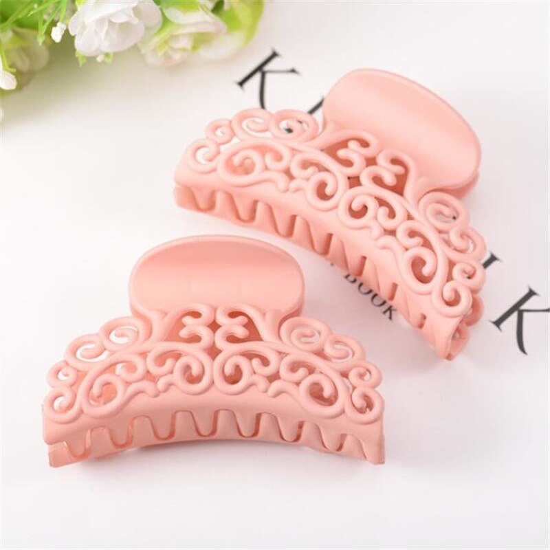 Frisør for kvinner skrubb svart plast hår klyper hule ut carving krabbe for hår stor størrelse hårklemmer: Rosa