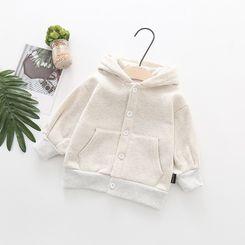 Citrus Herfst Lente Kinderen Kids Jongen Jas Effen Mode Meisje Lange Mouw Vest Baby Kapmantel Voor Peuters: white / 18-24M