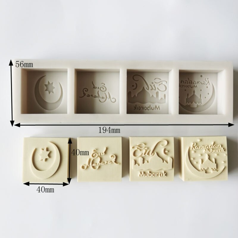 Eid Mubarak – moule en Silicone, mots, Fondant, Mousse, gâteau, chocolat, décoration, artisanat du sucre, bricolage, outils de cuisson, décoration