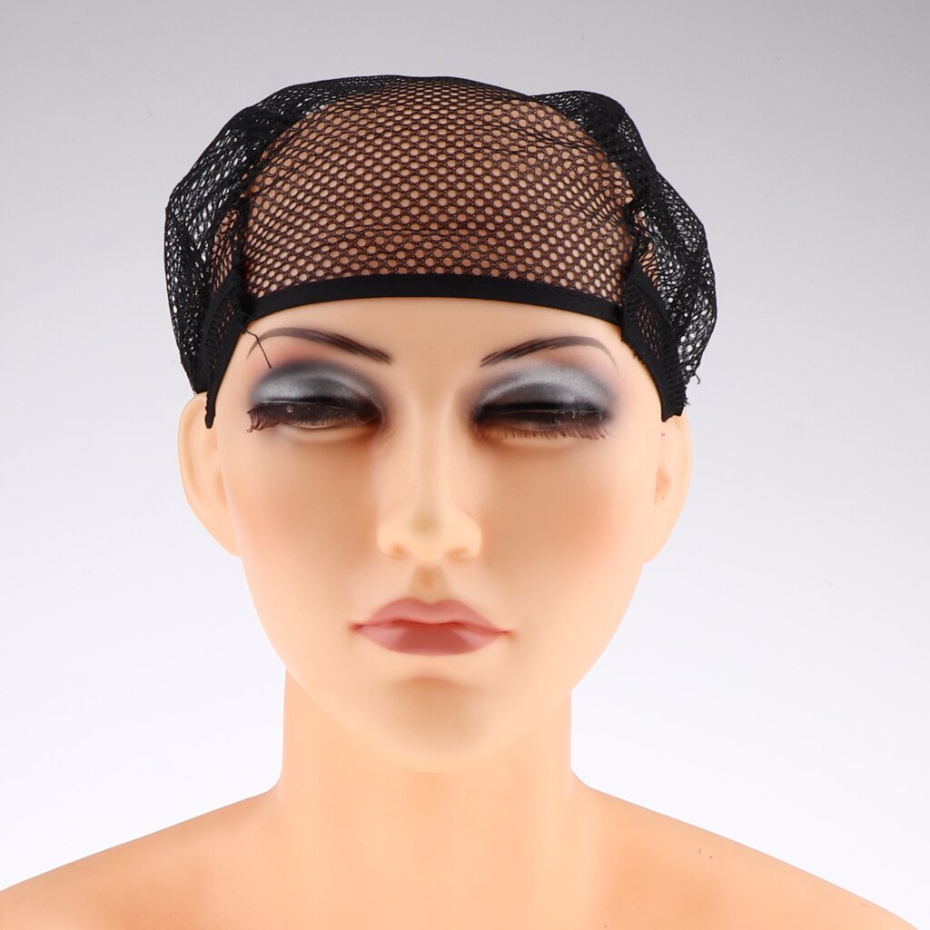 Durable Braiding Nylon Net Wig Cap For Wig Making W/ Adjustable Strap Black