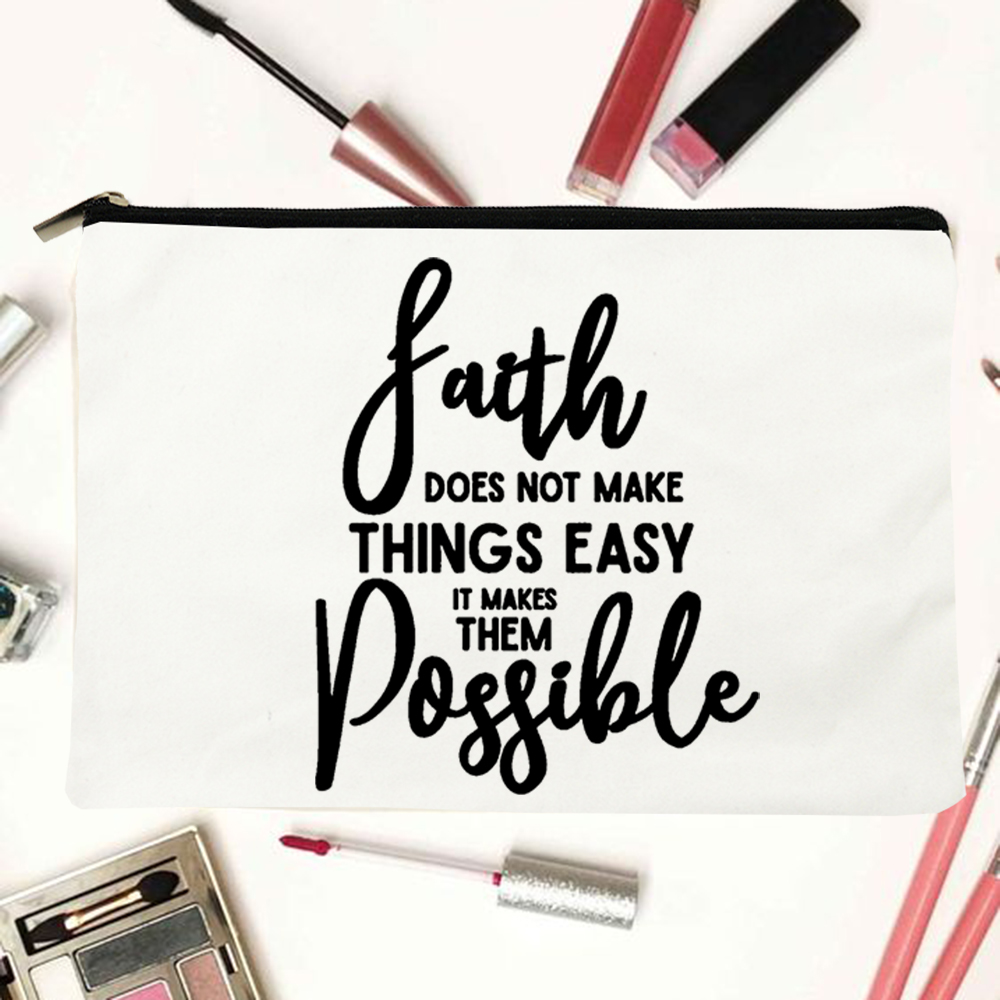 My God Christian Cosmetic Bags Christ Printing Makeup Cases Women Lipstick Bag Harajuku Purse Organizer Eco Casual Canvas Pouch