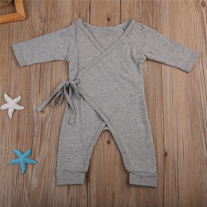 -né infantile bébé garçon fille coton barboteuse combinaison garçons fille ange ailes à manches longues barboteuses blanc gris automne vêtements tenue