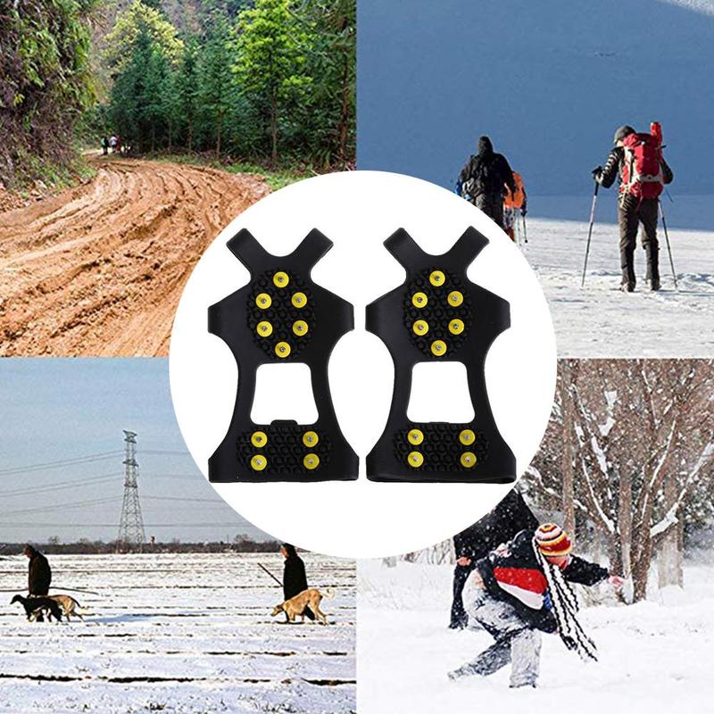 1 paar Outdoor antislip Rubber Spike Schoen Cover 10 Tand Verkrampte Slip Shoe Cover Ski Bergbeklimmen Siliconen Stijgijzers