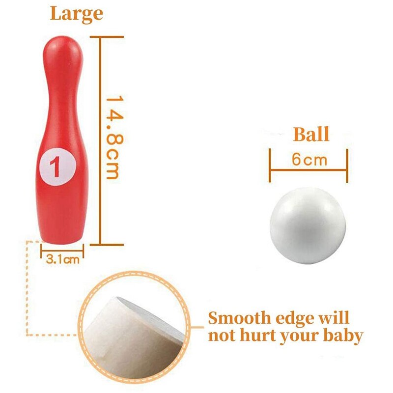 -Kids Wooden Digital Bowling Set Indoor And Outdoor Fun, For Toddlers, Kids