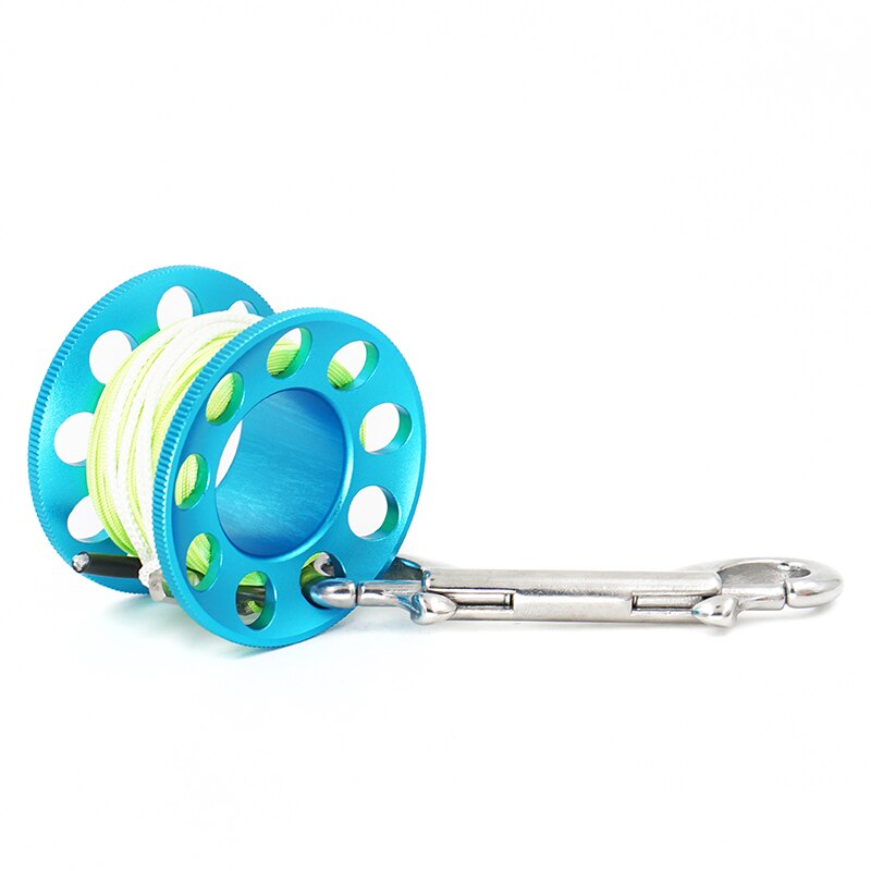 Dykking spole fingersnelle aluminium med flat line snap bolt 15m 30m for undervanns grottedykk eller fiske