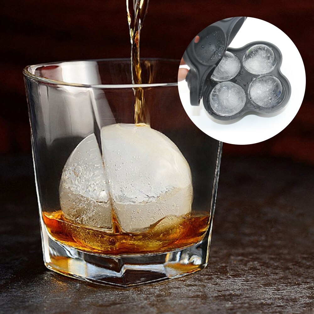 Silicone Multifunctional 4-Cavity Ball Ice Cube Maker Cocktail Whiskey Form For Ice Cubes Tray Ice Cream Mold Kitchen Tool