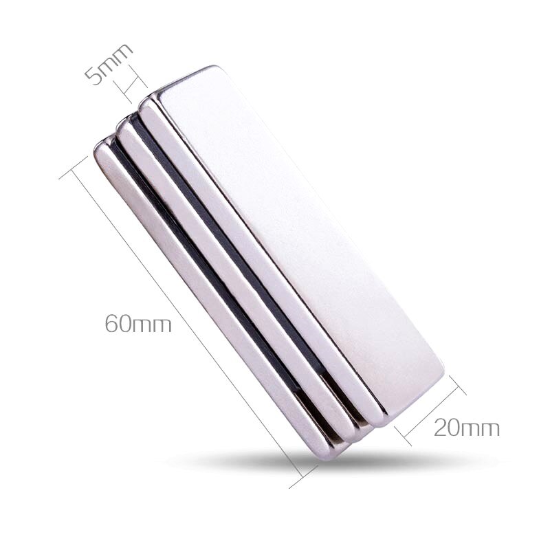 Magneet N52 60X20X5 Krachtige Quadrate Magneten 60mmX20mm Neodymium Magneet 60X20X5Mm Sterke ndfeb Permanente Magnetische 60*20*5 60Mm