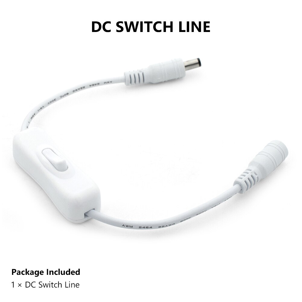 In-Line Power Switch ON/OFF 2.1mmx5.5mm Cable White For Jack Arduino 12-24V In-Line Power Switch ON/OFF 2.1X5.5mm Cable Jack