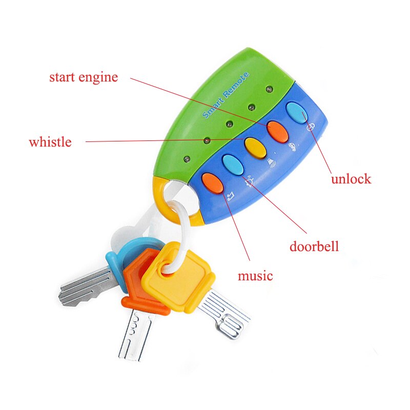 Musical Car Key Model Toy Flash Music Smart Remote Several Car Voices Pretend Play Baby Kids Toys for Children Girls Boys