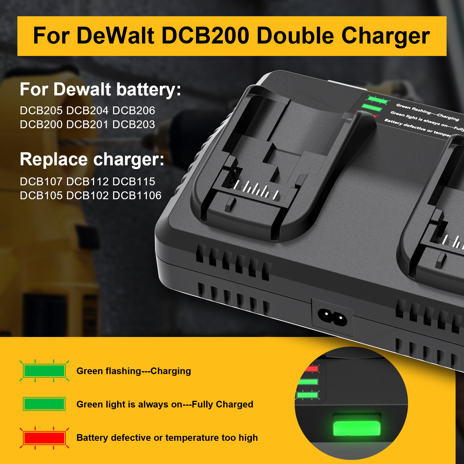BATTOOL DCB102 4A 2 Slot Battery Charger For Dewalt DCB200 DCB101 DCB184 DCB105 US/EU/UK/AU Plug MAX Li ion Battery Fast Charger