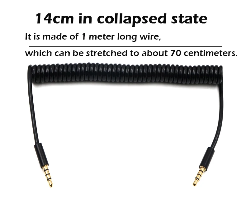 Conector de extensión de 3,5mm, 4, 3 polos, TRRS a TRRS, macho a hembra, macho a macho, auriculares, Audio estéreo, Cable en espiral con resorte auxiliar