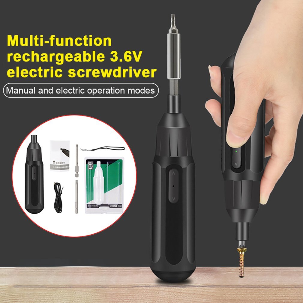 USB Rechargeable Household Power Tool 3.6V Multifunctional Cordless DIY Electric Screwdriver With 2 Screw Bits For Phone