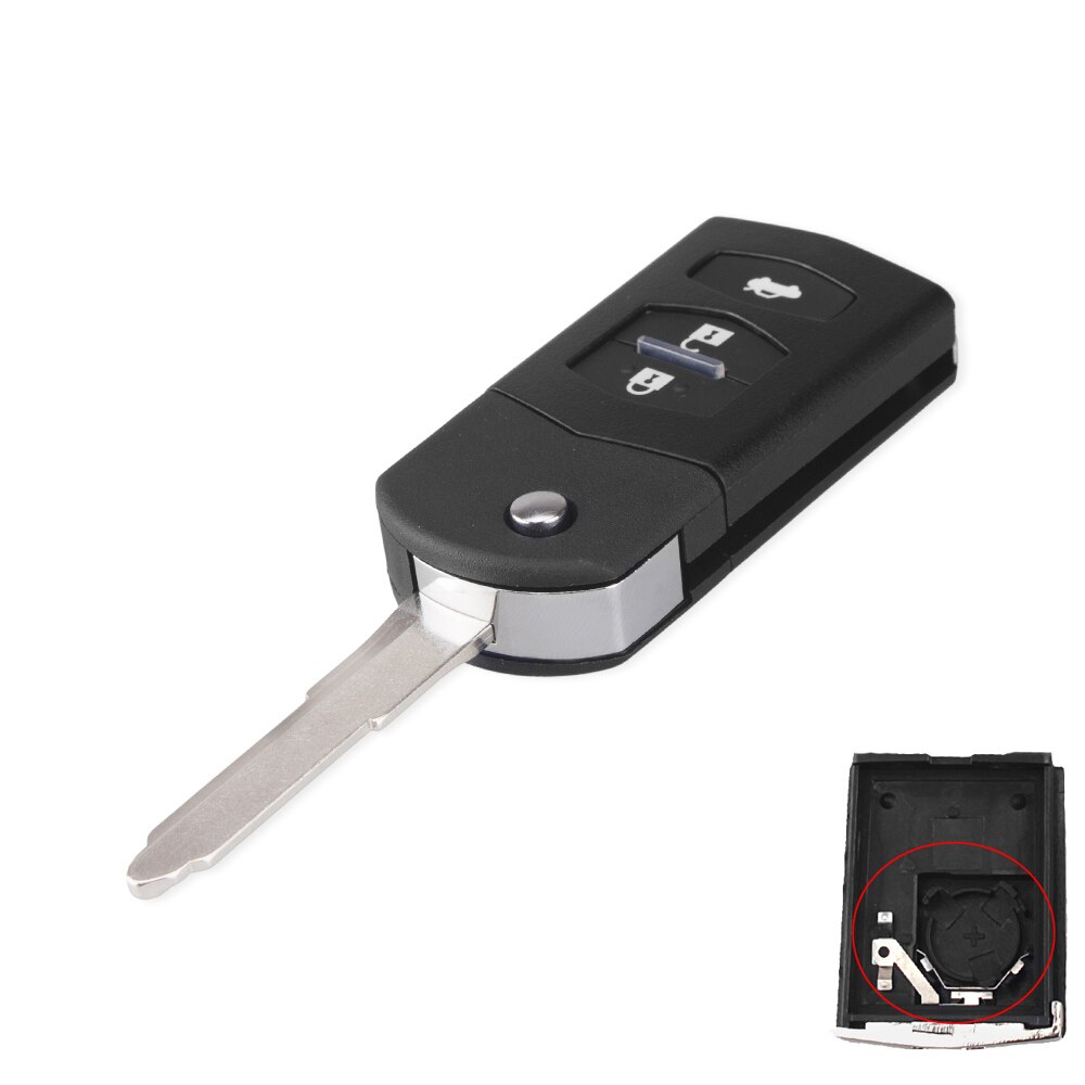 KEYYOU 3 Button For Mazda 3 5 6 M6 RX8 MX5 Flip Folding Remote Car Key Shell Replacement Cover Case Fob with Battery Holder: big battery holder