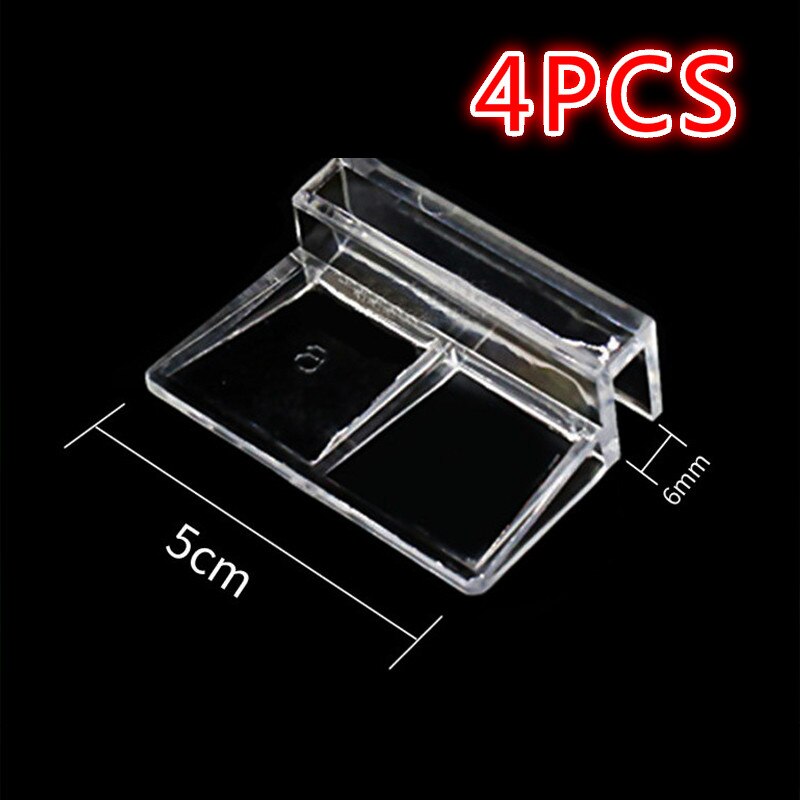 5/6/8/10/12Mm Acryl Clips Glas Deksel Aquarium Ondersteuning Houders Beugel aquarium Accessoires: 6mm 4pcs